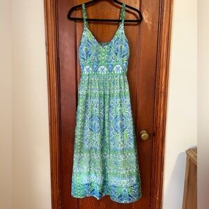 Gretchen Scott Designs Blue and Green Floral Dress